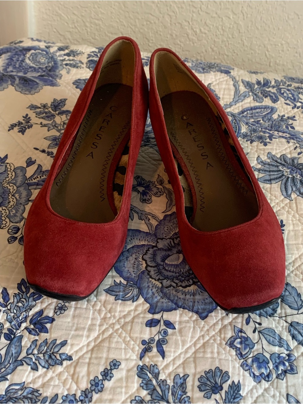 Red Suede Women's Court Shoes